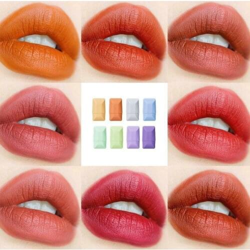 8 Color Mini Cute Candy Matte Lipstick Set Waterproof Long Lasting Sex Nonstick Cup Velvet Easy To Color New