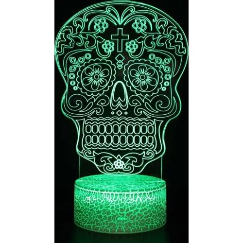 Abstract Artist Graphics Cartoon Atmosphere Halloween Series Skull Remote Control Creative Table Lamp GiftCute Toy Gift 7 Color