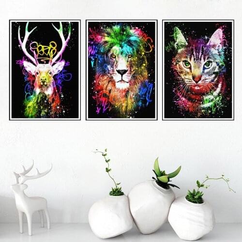 Watercolour Animal Home Decor Lion And Deer Nordic Posters And Prints Wall Art Pictures On Canvas Painting For Living Room