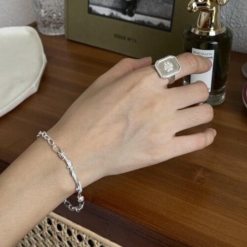 Asymmetry Bracelet Authentic 925 Sterling silver Multilayer Twist Oval Chain Bracelet Adjust Jewelry C-A297