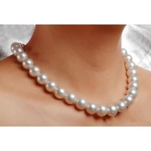 Noble jewelry AAA 9-10mm natural Australian south seas white pearl necklace 14K gold