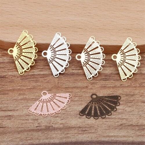 SIXTY TOWFISH 15 Pieces DIY Jewelry Accessories 16*25mm Handmade Materials Charms Brass Flower Filigree Flower Slice