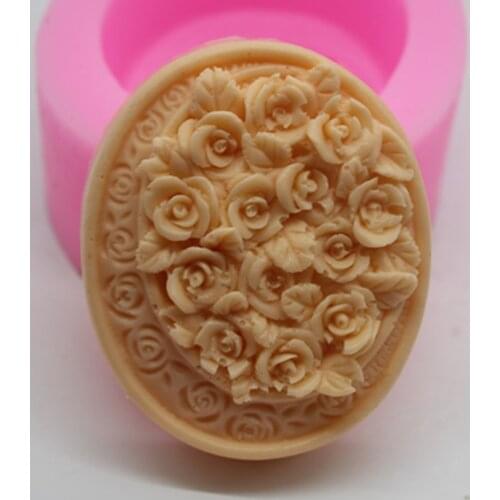 C481 present mold die soap die double sugar rose DIY chocolate cake silicone mold soaps