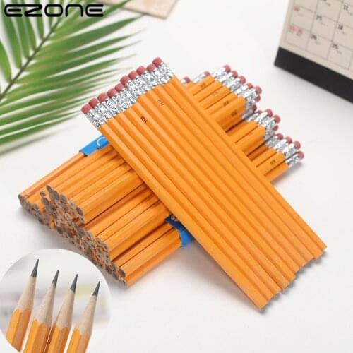 EZONE 5/10PCS HB Ordinary Pencil Wooden Handle Pencil Student Writing Drawing Sketch Pencil With Eraser School Office Supply