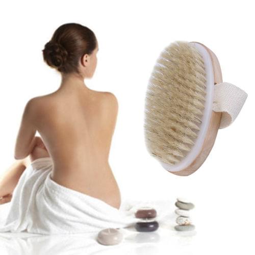 Hot Natural Bath Bristle Body Brush Dry Brushing Cleansing Exfoliating Sponge Scrub