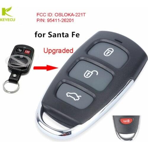 KEYECU New Upgraded Remote Car Key Control Fob for Hyundai Santa Fe 2004-2006 FCC ID: OSLOKA-221T, P/N: 95411-26201