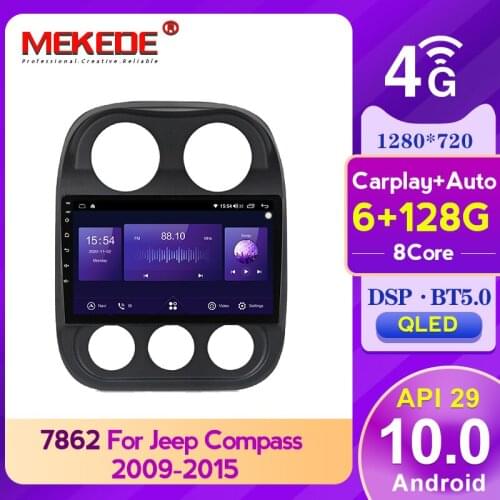 MEKEDE Android10 4GLTE 8core 6+128G Car Radio For JEEP Compass Patriot 2010-2016 Head Unit Multimedia GPS Navigation QLED DSP