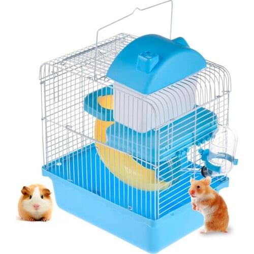 Mylb Hamster Cage Double-deck Small Castelet Pet Nest Kettle Wheel Bowl Bedroom Game Channel Hamster Small Pets Home