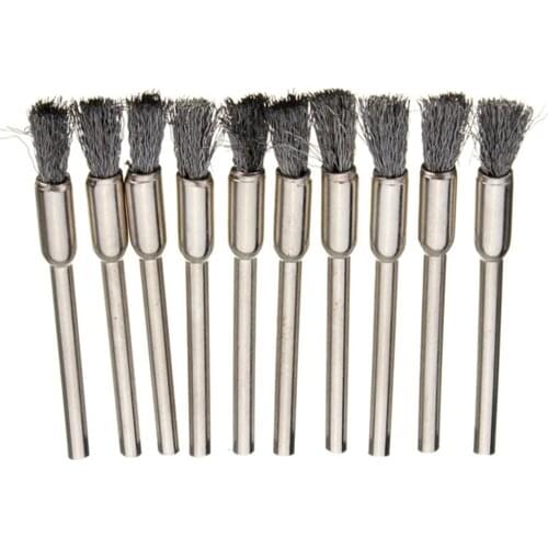 10 Pcs Wheel Wire Pen Brush Steel Cup Brush Rotary Tool Dremel Polishing Set Accessories Kit For Cleaning Grinding Polished