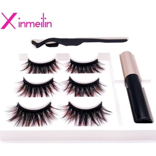 Hot 3 Pairs 6D Gradient Color Magnet Fake Eyelash Set Multicolor Optional Waterproof Long Lasting Magnetic Eyelash Extension kit