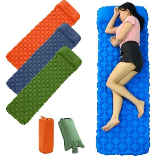 Inflatable Mattress With Pillow Outdoor Sleeping Pad Portable Waterproof Ultra-Light Air Bed Folding Hiking Trekking Camping Mat