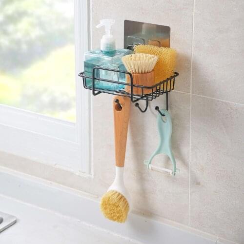 Wall Organizer Kitchen Wall Hanging Sponge Rag Holder Draining Rack Bathroom Puch Free Soap Rack
