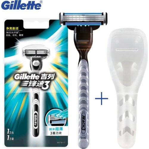 Genuine Gillette Mach 3 Safety Razor For Beard Shaving With 1 holder and 1 blade + 1 Razor box