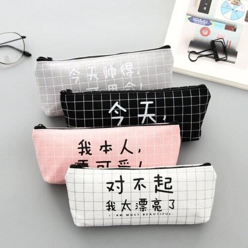 Creative Chinese Character Large Capacity Pencil Bag Canvas Pencil Case Kawaii Pencil Box Stationery School Supply