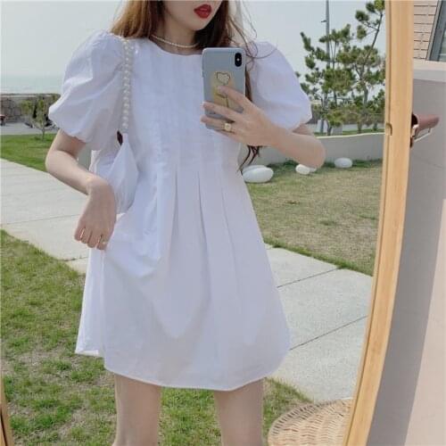 Dress Female Summer French Temperament White Short Skirt New Loose and Thin Short-sleeved Dress