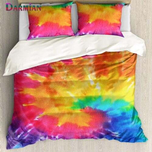 DARMIAN Color Tie-dye Printing Duvet Cover Pillowcase Fashion Bedroom Quilt Cover Soft Bedding Single Double Queen Duvet Cover