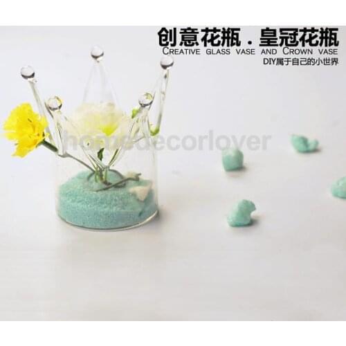 Clear Glass Flower Planter Vase Terrarium Container Home Garden Crown Decor