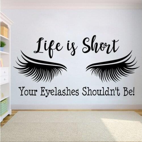 Eyelash Extension Wall Sticker Eyelashes Quote Wall Vinyl Decal Beauty Salon Decor Eye Make Up Removable Window Stickers