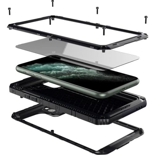 Luxury IP68 Water proof Metal Aluminum Phone Case for iPhone 11 Pro Max XR X 6 6S 7 8 Plus XS Max Shockproof Waterproof Cover