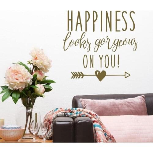 Happiness Looks Gorgeous On You Wall Decal Quote Home Wall Decor Home Quotes Boho Arrow Wall Sticker Happiness Sticker C974