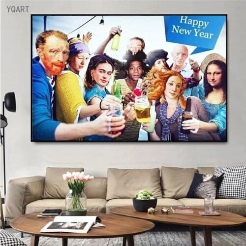 Modern Funny Artwork Van Gogh and Friends Posters and Prints Canvas Paintings Wall Art Picture for Home Living Room Decoration