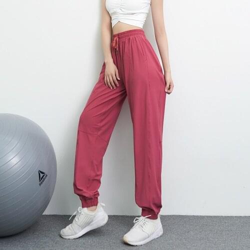 Sports pants womens ice silk breathable quick drying loose pants summer thin high waist running fitness casual pants