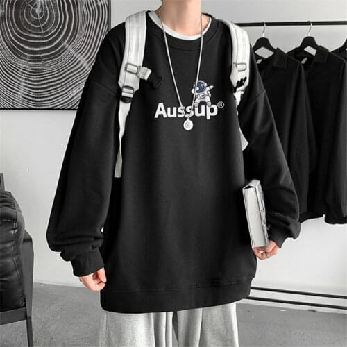 Vintage Hoodies Streetwear Men Hoodies Sweatshirts Long Sleeve Harajuku Astronaut Print Oversized Hoodies For Teen Male Simple