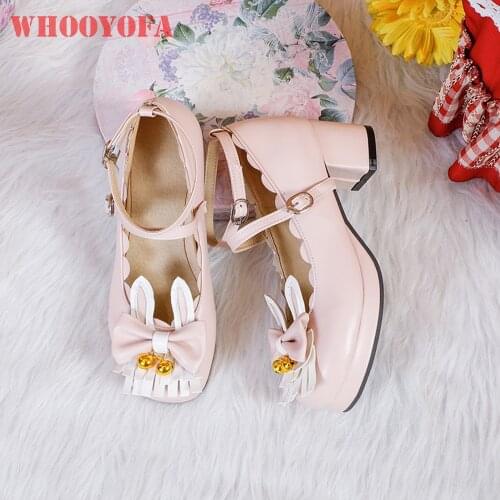 Brand New Comfortable Pink Black Women Pumps Sweet Platform High Heels School Lady Cosplay Shoes Small Big Size 30 10 43 45 48