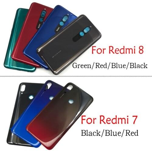 Back Battery Cover Case With Power Volume Side Key Button Flex Cable + Glue Sticker Replacement Parts For Xiaomi Redmi 7 8 9C