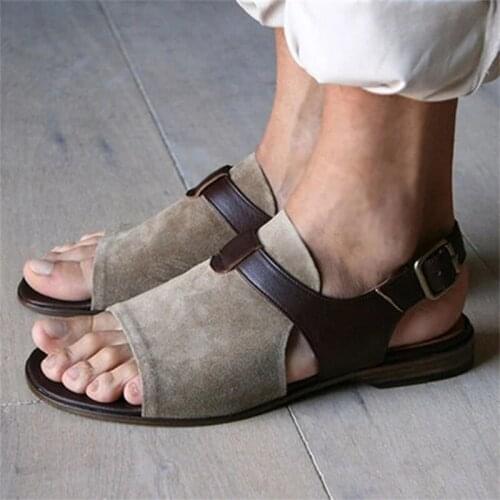 Ladies Sandals 2020 Summer Casual Retro Flats Outdoor Beach Sandals Buckle Belt Ladies Sandals