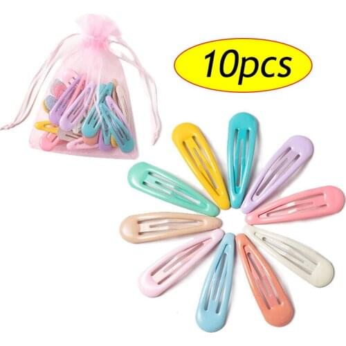 10Pcs 5cm Snap Hair Clips BB Hairpin Color Metal Barrettes Children Hair accessories Women Girl Styling Headwear Accessories