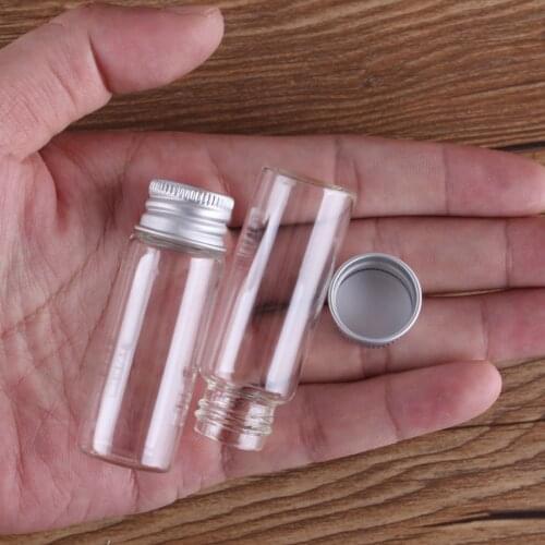 10pcs 14ml 22*60mm Clear Glass Bottles with Aluminum Caps Tiny Empty Glass Jars DIY Crafts Vials Tiny Glass Jars