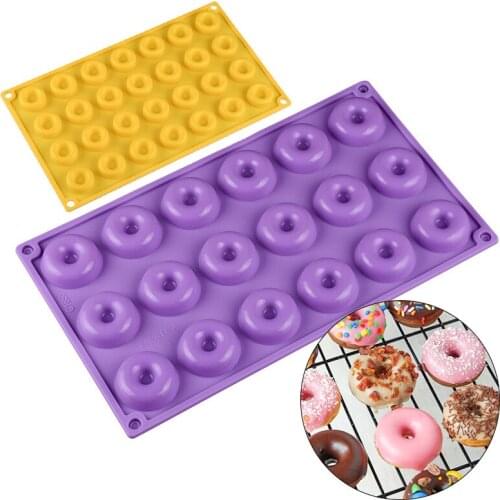 18 Cavity Silicone Donuts Mold Bakeware 24 Cells Mini Chocolate Biscuit Cake Baking Dessert Mold Jelly Pastry Tools Color Random