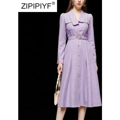 2021 High Quality Runway Fashion asymmetrical collar designfashionable temperament waist and big swing temperament houndstoot