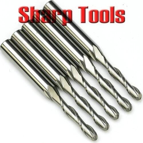 5pc 6x4x22mm 2 Flutes Ball Nose Engraving Cutters Tungsten Steel Solid Carbide Milling Cutters Router Bits on Woodworking Relief