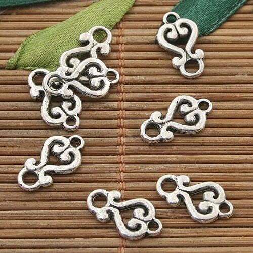60pcs dark silver tone heart connector h3858