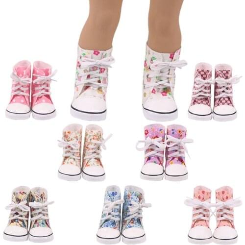 7Cm Doll Boots Printed-flower Shoes For 18 Inch American&43Cm Baby New Born Doll Child Birthday Gift For Our generation