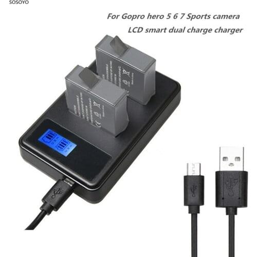 AHDBT-501 Battery charger Double charge LCD Screen Display USB cable For Gopro Hero 5 6 7 Sports Camera Accessories (10)