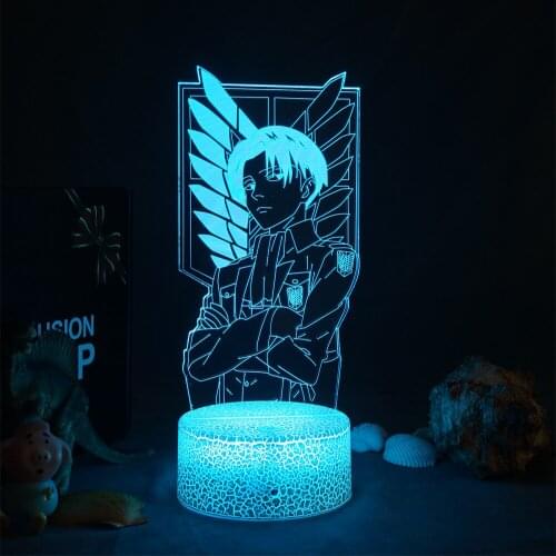 Anime Attack on Titan Captain Levi Ackerman Night Light Figure Acrylic Table Lamp for Home Room Decor Light Cool Kid Child Gift