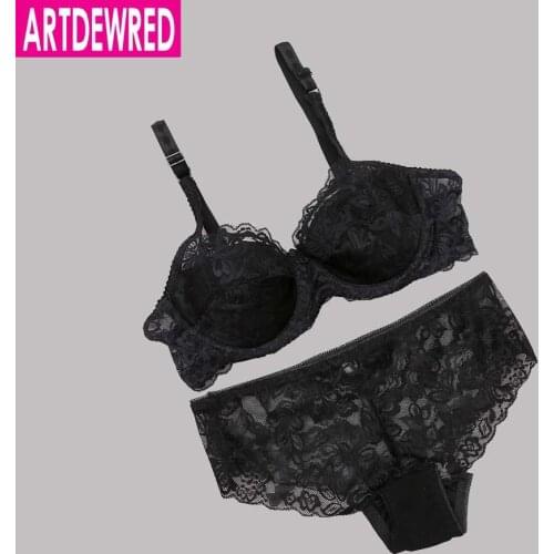 ARTDEWRED Sexy Ultra-thin bralette set transparent lace bra set girl push up temptation underwear plus size bra and brief sets