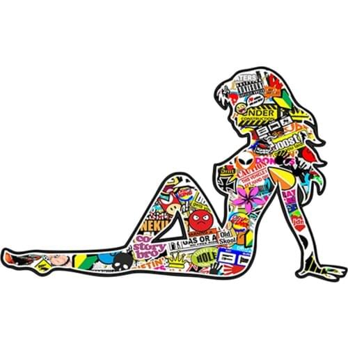 Fuzhen Boutique Decals Exterior Accessories Sexy Women Pin UP Pinup Girl Car Sticker JDM Drift Style Bomb Motif PVC Decal