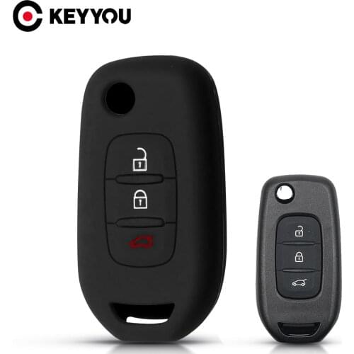 KEYYOU 3 Button Silicone Car Key Case For Renault Kadjar Koleos Megan Soft Touch Cover Premium Material Remote Fob Cover