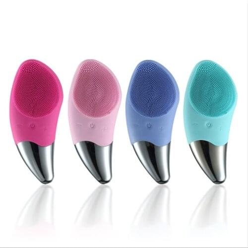 Facial Cleansing Brush Electric Silicone Face Brush Mini USB Rechargeable Waterproof Silicone Face Exfoliate Brush