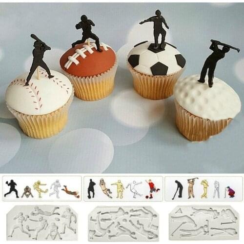 Sport Baseball Golf Soccer Rugby Football Fondant Cake Molds Chocolate Mould for The Kitchen Baking Sugar Decoration Tool