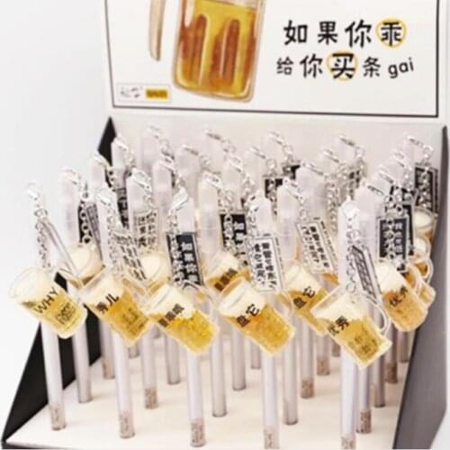 Beer cup pendant gel pen cute cartoon school gift student gel ink pen office stationery black writing pen promotion pen 25pc/lot