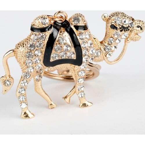 HEYu Jewelry Rhinestone Egypt Camel Pendant Keychain 3 Colors Crystal Fashion Keyrings Enamel Dangle Car Key Chain Keyring Gifts