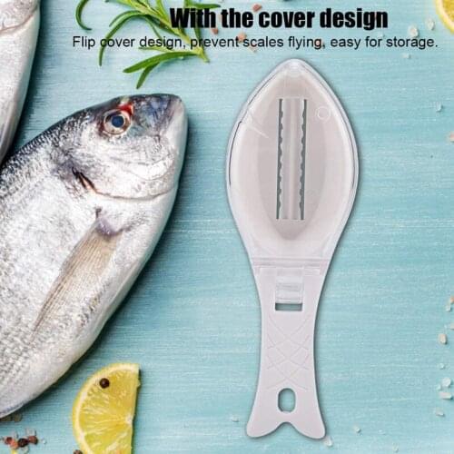 NHBR Fish Scale Remover Kitchen Tool Fish Scale Scraper Fish Skin Cleaning Peeler Brush Scaler with Cover Scale Catcher