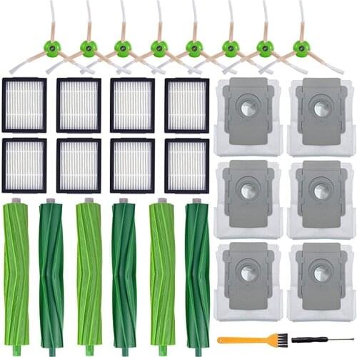 Replacement Parts Kit Compatible for IRobot Roomba I7 I7+ I6+ I8 E5 E6 E7 Rubber Roller, Filters,Side Brushes, Dust Bag
