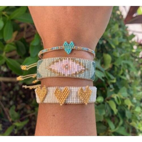 Pretty Bead Mexican Women Pulseras Mujer Bead Bracelets Fatima Hamsa Hand Handmade Woven Jewelry