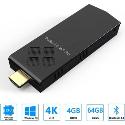 Mini PC W5pro DDR3 4GB 64GB win 10 PC stick Intel Atom X5-Z8350 computer USB WIFI HDMI lan media player set top box TV stick